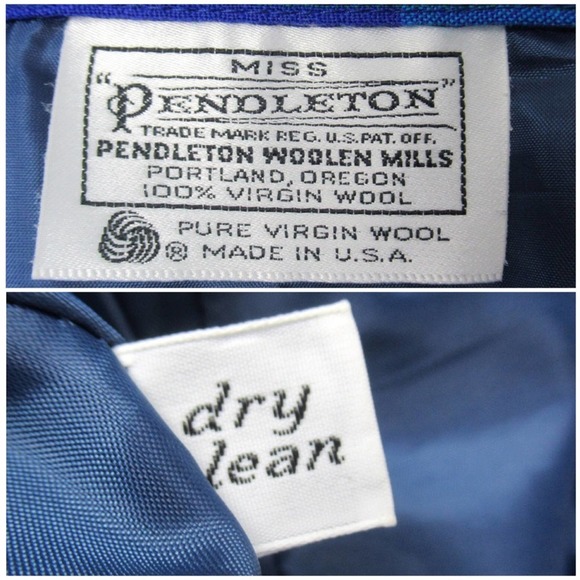 Vintage Miss Pendleton Blue Plaid Pleated Midi Skirt Virgin Wool Women’s XS - Picture 13 of 14